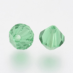 Green Imitation Austrian Crystal Beads, Grade AAA, Faceted, Bicone, Green, 6x6mm, Hole: 0.7~0.9mm