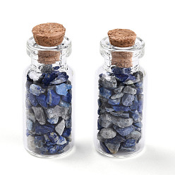 Ляпис-Лазурь Стеклянные украшения для бутылок желаний, с натуральными кусочками лазурита внутри и пробковой пробкой, 37.5x16 мм