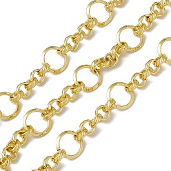 Real 18K Gold Plated Brass Rolo Chains, with Spool, Unwelded, Long-Lasting Plated, Cadmium Free & Nickel Free & Lead Free, Real 18K Gold Plated, 7.5x3mm, 14x3mm