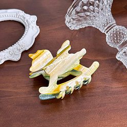 Лимонный шифон Полые заколки для волос из ацетата целлюлозы, аксессуары для волос для женщин и девочек, лошадь, лимонный шифон, 77 мм