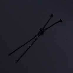 Gunmetal Adjustable 201 Stainless Steel Slider Bracelets Making, Box Chain Bolo Bracelets Making, Gunmetal, Single Chain Length: about 11.5cm