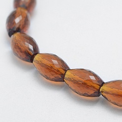 Sienna Transparent Glass Beads Strands, Faceted, Drum, Sienna, 11.5x8mm, Hole: 1.2mm, about 30pcs/strand, 13.7 inch(35cm)