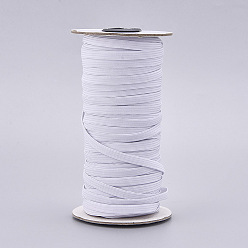 Blanc Bande de caoutchouc élastique plate, sangle vêtement accessoires de couture, blanc, 6x0.5 mm, environ 50 m/rouleau