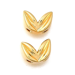 Настоящее золото 18K Латунные бусины, лист, 2-луночное, реальный 18 k позолоченный, 5.5x7.5x4 мм, отверстие : 1.4 мм