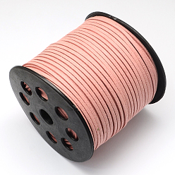 Dark Salmon Eco-Friendly Faux Suede Cord, Faux Suede Lace, Dark Salmon, 3.0x1.4mm, about 98.42 yards(90m)/roll