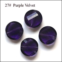 Индиго Имитация Австрийские кристаллические шарики, класс AAA, граненые, плоско-круглые, индиговые, 10x5 мм, отверстие : 0.9~1 мм