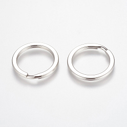 Stainless Steel Color Tarnish Resistant 304 Stainless Steel Split Key Rings, Keychain Clasp Findings, Stainless Steel Color, 28x2.5mm