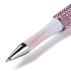 Ghost White Plastic & Iron Beadable Pens, Ball-Point Pen, with Rhinestone, for DIY Personalized Pen with Jewelry Bead, Ghost White, 145x14.5mm