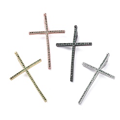 (52) Непрозрачная лаванда Латунные микро проложить кубического циркония подвески, крестик, зелёные, разноцветные, 37x22.5x2 мм, отверстие : 1.5x4 мм