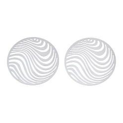 Нержавеющая Сталь Цвет Не тускнеющие 201 филигранные подвески из нержавеющей стали, гравированные металлические украшения, плоско-круглые, цвет нержавеющей стали, 41.5x0.2 мм, отверстие : 1.6 мм