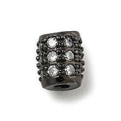 Черный Цвет Металла Латунные микро проложить кубического циркония бусы, овальные, металлический черный , 5x4 мм, отверстие : 1.4 мм