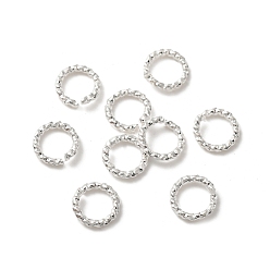 Посеребрённый Латунные витые открытые прыжковые кольца, без свинца и без кадмия, алмазная огранка текстурированная круглая, 925 серебро покрытием, 18 датчик, 6x1 мм, внутренний диаметр: 4 мм