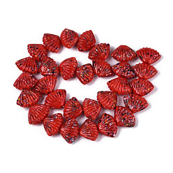 Красный Бусы лэмпворк ручной работы, формы раковины, красные, 17~20x23~26x10~11 мм, отверстие : 1~1.5 мм, около 30 шт / нитка, 20.47~21.26'' (52~54 см)