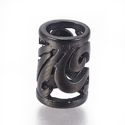 Черный Цвет Металла 304 бисер европейский нержавеющий, бусины с большим отверстием, колонка, металлический черный , 10x7 мм, отверстие : 5 мм