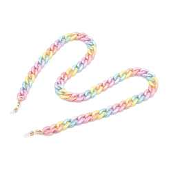 Colorful Eyeglasses Chains, Neck Strap for Eyeglasses, with Opaque Acrylic Cable Chains and Rubber Loop Ends, Golden, Colorful, 27.36 inch(69.5cm)