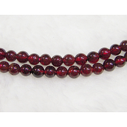 Dark Red Gemstone Beads, Garnet, Grade B, Round, 6mm, Hole: 1mm