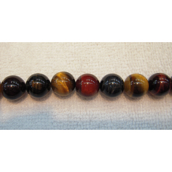Colorful Gemstone Beads, Colorful Tiger Eye, Grade A, Round, Colorful, 8mm, Hole: 1mm, 46pcs/strand 15.2 inch