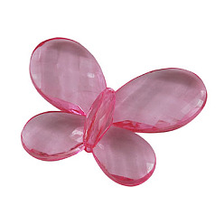 Pink Прозрачные акриловые бусины, граненые, бабочка, розовые, 35x46x7 мм, отверстие : 2 мм, Около 93 шт / 500 г