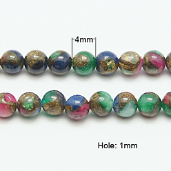 Разноцветный Синтетический золотой клинкер камень бисер пряди, окрашенные, круглые, красочный, 4 мм
