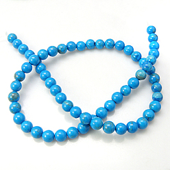 Sky Blue Natural Magnesite Beads Strands, Dyed, Round, Sky Blue, 6mm, Hole: 1mm, about 63pcs/strand, 14.8 inch
