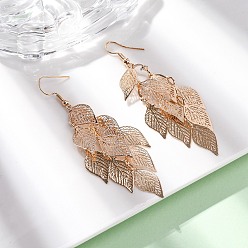 Light Gold 430 болтаться серьги из нержавеющей стали лист, с железными крюками серьги, золотой свет, 81 мм