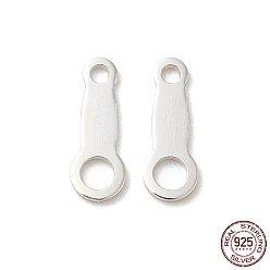 Серебро 925 стерлингового серебра ссылки, цепи вкладки, с печатью 925, серебряные, 8x3x0.4 мм, Отверстие: 0.8 & 1.6 мм