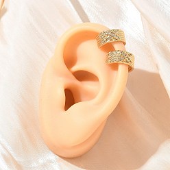 Настоящее золото 18K Серьги-манжеты в форме буквы С с микропаве из латуни с прозрачными кубическими циркониями., реальный 18 k позолоченный, 13x14x6 мм