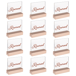 Couleur Mélangete 1 ensemble 12 pièces numéro de table de réservation client en acrylique transparent, avec 12 support de bureau calendrier en bois de hêtre et 1 autocollants en papier, couleur mixte, 85x100x2.5mm