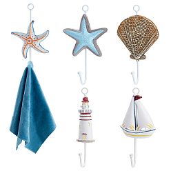 (52) Непрозрачная лаванда 5шт. 5 стили: средиземноморский стиль, деревянный и железный крючок-вешалка, для сумки ключ для одежды шарф подвесной держатель, разнообразные, разноцветные, 172x41.5~100x47.5 мм, 1 шт / стиль