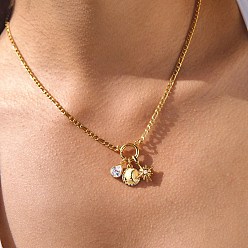 Tennis Спорт 304 подвеска в виде звезды из нержавеющей стали с хрустальной эмалью для женщин, золотые, желтые, большой теннис, 18.11 дюйм (46 см)