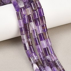 Аметист Нити из натуральных полосатых аметистовых бусин, колонка, граненые, 7.5~9x5~5.5 мм, отверстие : 0.7~0.8 мм, около 48 шт / нитка, 15.35'' (39 см)