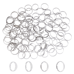 Stainless Steel Color 120Pcs 4 Styles Adjustable 304 Stainless Steel Plain Band Rings, Stainless Steel Color, 30pcs/style