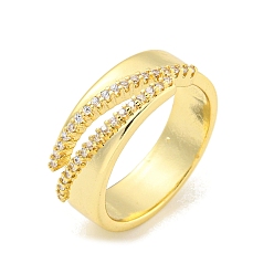 Настоящее золото 18K Открытая манжета из латуни с микропаве и прозрачным цирконием для женщин, реальный 18 k позолоченный, 7.5 мм, внутренний диаметр: 17 мм