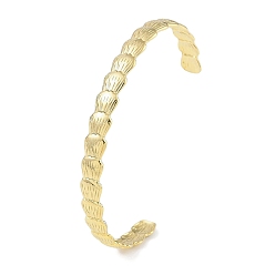 Настоящее золото 18K 304 женские браслеты-манжеты в форме ракушки с открытыми манжетами из нержавеющей стали, реальный 18 k позолоченный, внутренний диаметр: 2-7/8 дюйм (7.25 см), 8 мм