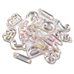 Лиловый Прозрачные акриловые подвески с УФ-покрытием, радужный, буквы, сирень, 30x7.5~23x5~6.5 мм, отверстие : 3 мм