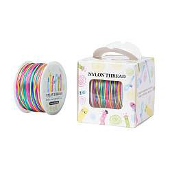 Разноцветный Нейлоновая нить, для китайского решений узлов, круглые, красочный, 1 мм, о 100yards / рулон (91.44 м / рулон), 300 фут / рулон