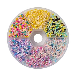 Colorful 69.6G 6 Style Glass Round Seed Beads, Round Hole, Mixed Style, Colorful, 2~2.5x1.5~2mm, hole: 0.8mm, about 11.6g/style