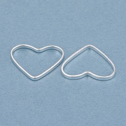 Посеребрённый Латунные соединительные колечки, долговечный, сердце, 925 серебро покрытием, 12x13.5x1 мм, внутренний диаметр: 12.5x10 мм