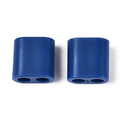 Морской Синий Пластиковые бусины abs, квадратный, 2-луночное, подходит для 5~6мм шнура, Marine Blue, 15x15x8.5 мм, отверстие : 4.8 мм