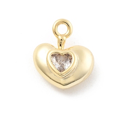 Золотой Латунные микро проложить кубического циркония подвески, без кадмия, без никеля и без свинца, сердце прелести, золотые, 9.5x7.5x3.5 мм, отверстие : 1.2 мм