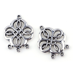 Античное Серебро Тибетский стиль компоненты сплава люстра, узел, без кадмия и без свинца, античное серебро, 24x18x2.5 мм, Отверстие : 1 мм , около 520 шт / 1000 г