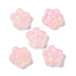 Pink Краски для выпечки стеклянные бусины, цветок, розовые, 12.5x13x4.5 мм, отверстие : 1.2 мм