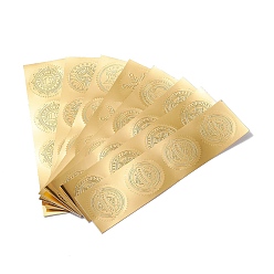 Gold Self Adhesive Gold Foil Embossed Stickers, Medal Decoration Sticker, Mixed Pattern, Gold, 223x57mm, Sticker: 49.5x50mm, 4pcs/sheet