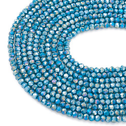 чирок 10 нити непрозрачные стеклянные бусины нити, граненые, баррель, зелено-синие, 3x2.5 мм, отверстие : 0.6 мм, около 152 шт / нитка, 11.50'' (29.2 см)