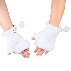 Белый 1 пара замшевых перчаток без пальцев, зимние теплые перчатки с отверстием для большого пальца, белые, 160x95x20 мм
