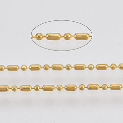 Золотой Латунные шаровые цепи, граненые бисерные цепочки, долговечный, пайки, с катушкой, без кадмия, без никеля и без свинца, золотые, 2.2x1.2 mm и 1.2 mm, около 301.83 футов (92 м) / рулон