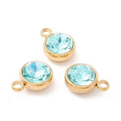 Бирюза Ионное покрытие (ip) 304 нержавеющая сталь с k9 стеклом, реальный 18 k позолоченный, бирюзовые, 13.5x10x6.5 мм, отверстие : 2.5 мм