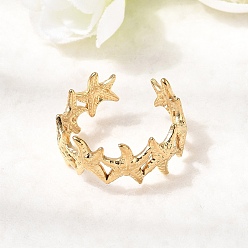 Настоящее золото 18K 304 открытые манжеты из нержавеющей стали, ионное покрытие (ip), морская звезда, реальный 18 k позолоченный, 8.5 мм, 18 мм