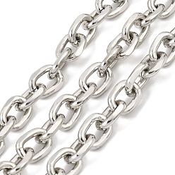 Platino Cadenas de cable de aluminio, sin soldar, con carrete, Platino, 9.5x7x2 mm