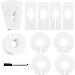 Weiß 61 Stück 3 Stil: rechteckig und flach, rund, blanko, Größenteiler für Kleiderständer und trocken abwischbare Marker mit magnetischer Kappe, weiß, 61 Stück / Set
